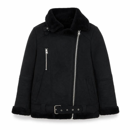 Womens UK Size 6 Topshop Black Biker Coat
