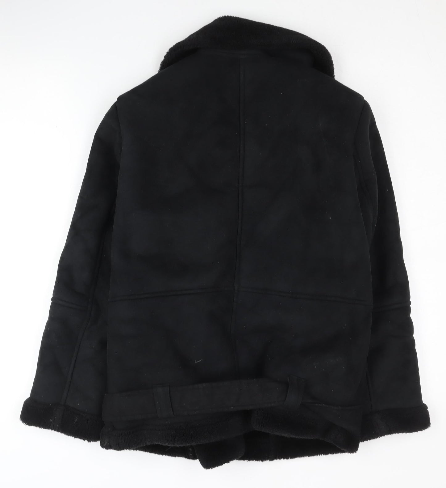 Womens UK Size 6 Topshop Black Biker Coat