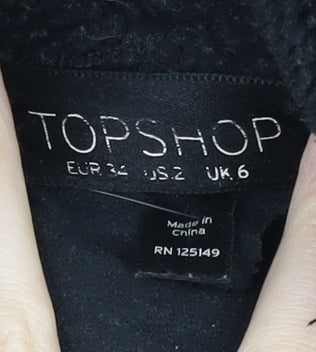 Womens UK Size 6 Topshop Black Biker Coat