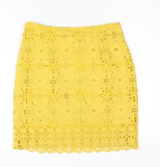 Missguided Women's Yellow Geometric Skirt, Size 10, Polyester