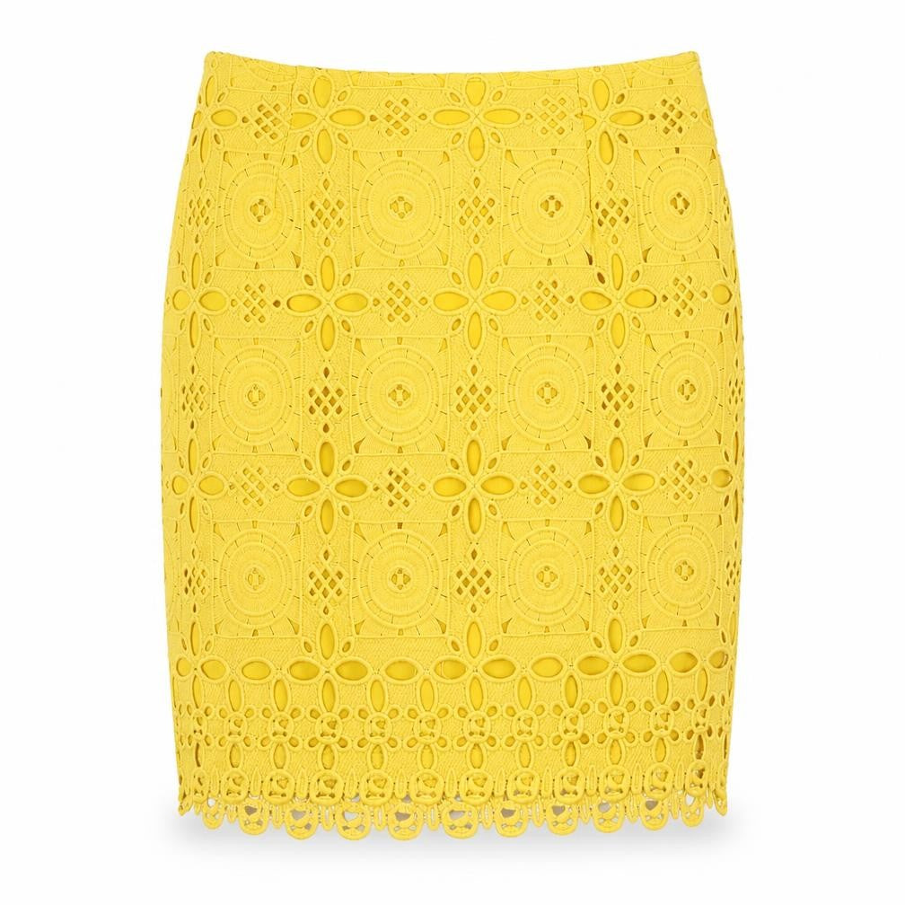 Missguided Women's Yellow Geometric Skirt, Size 10, Polyester