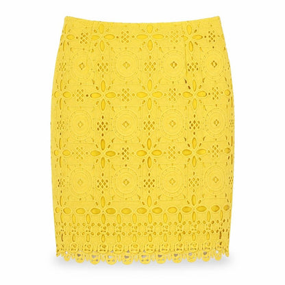Missguided Women's Yellow Geometric Skirt, Size 10, Polyester