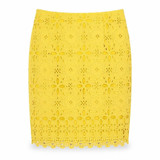 Missguided Women's Yellow Geometric Skirt, Size 10, Polyester