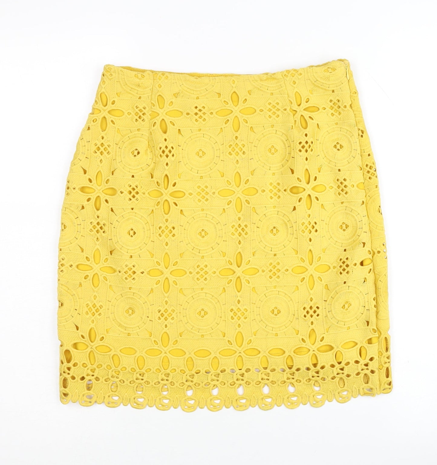 Missguided Women's Yellow Geometric Skirt, Size 10, Polyester