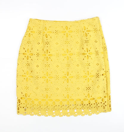 Missguided Women's Yellow Geometric Skirt, Size 10, Polyester
