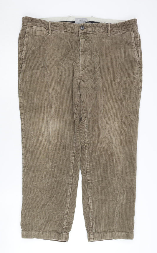 Marks & Spencer Beige Corduroy Trousers 42 Regular