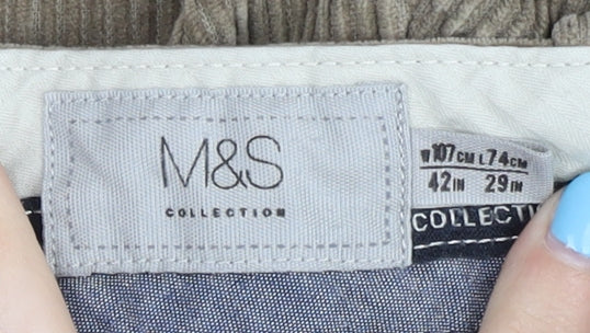 Marks & Spencer Beige Corduroy Trousers 42 Regular