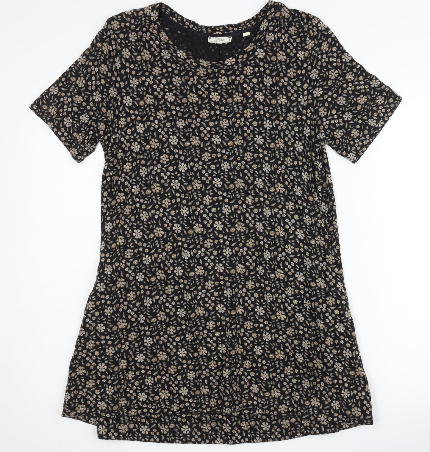 Fat Face Women's Floral T-Shirt Dress Black Size 10