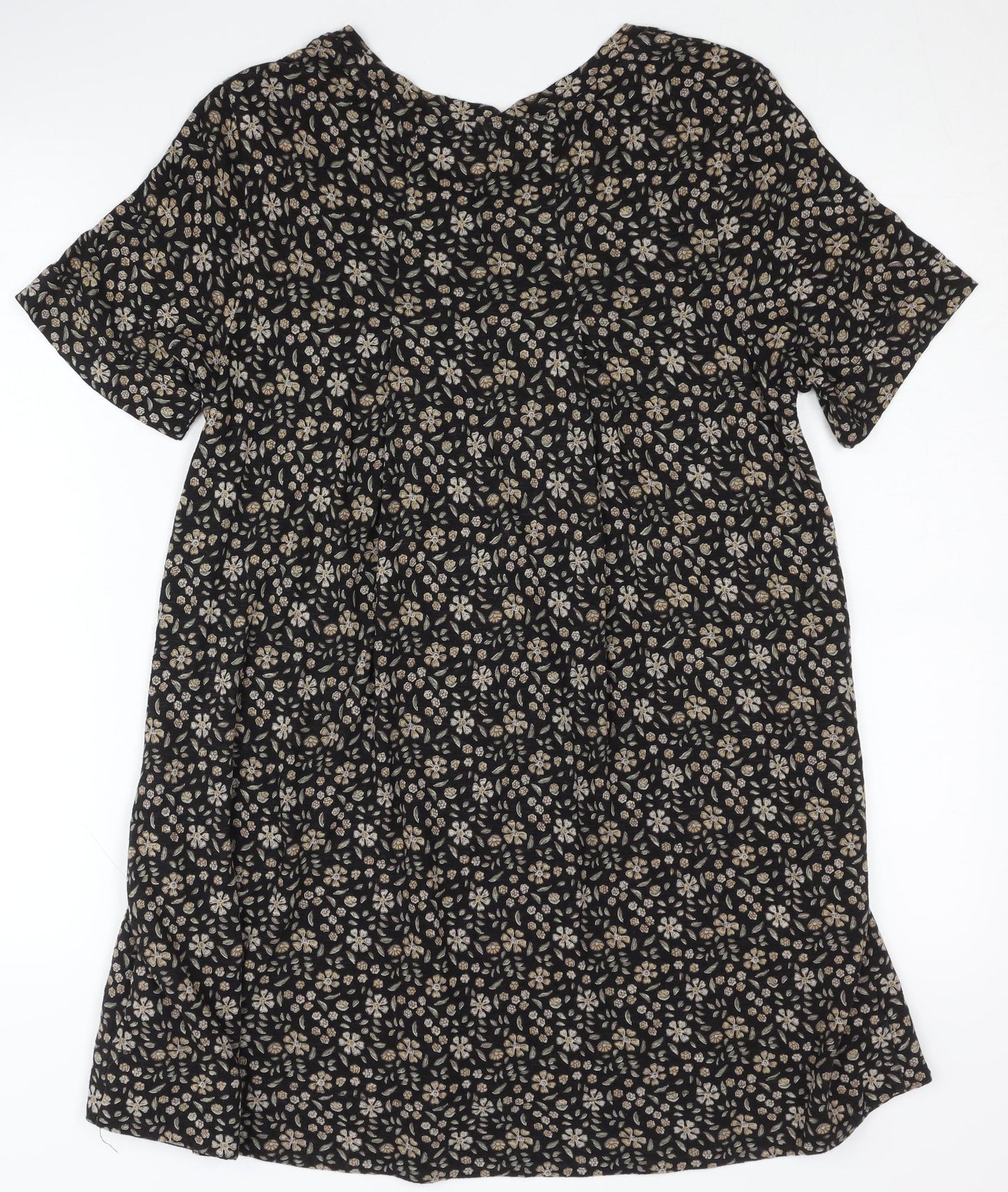 Fat Face Women's Floral T-Shirt Dress Black Size 10