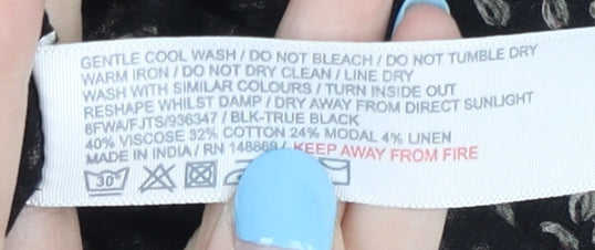 Fat Face Women's Floral T-Shirt Dress Black Size 10