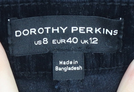 Dorothy Perkins Black Pencil Corduroy Skirt Women Size 12