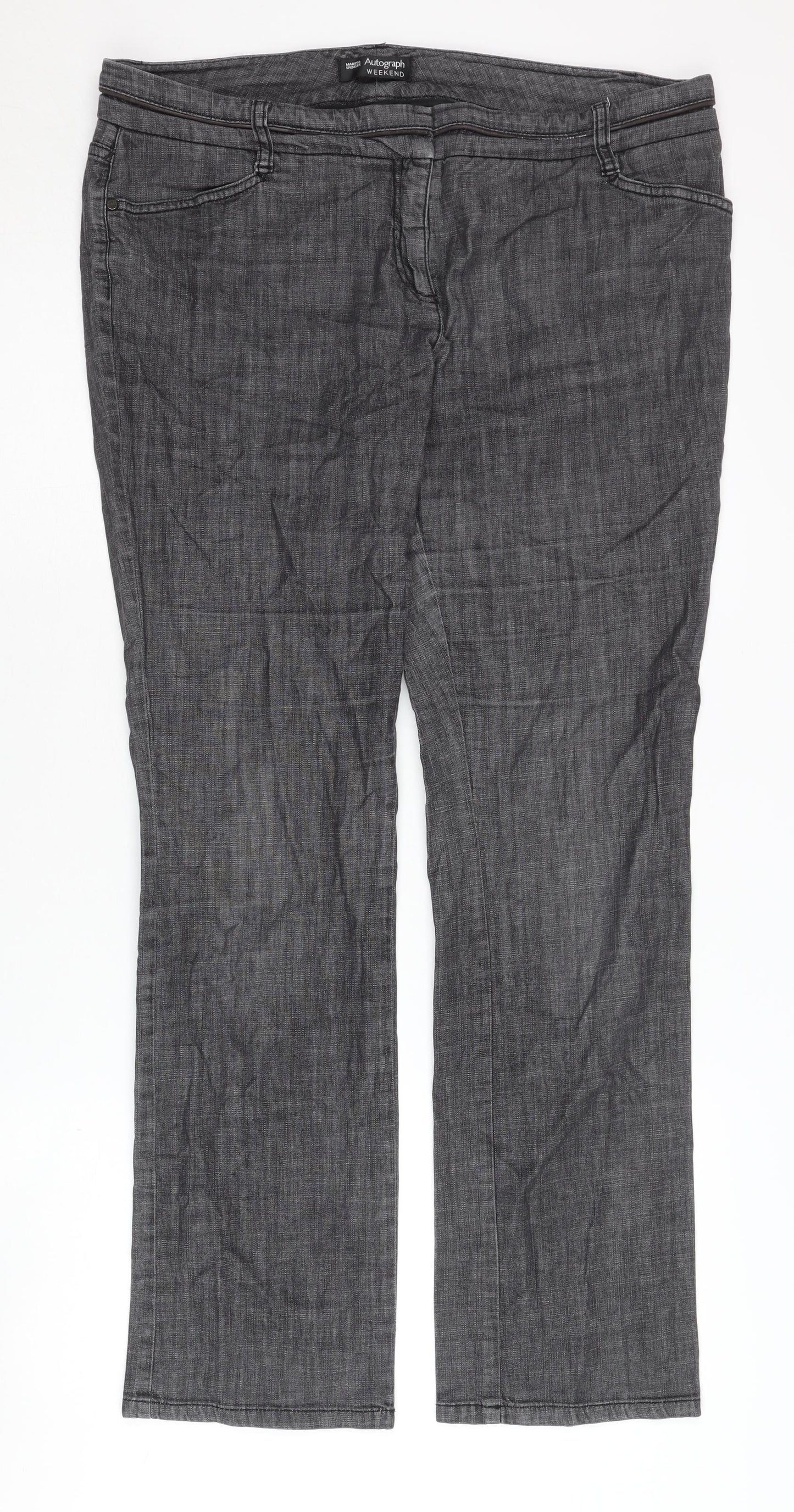 Womens UK Size 14 Marks and Spencer Regular Fit Casual Grey Trousers