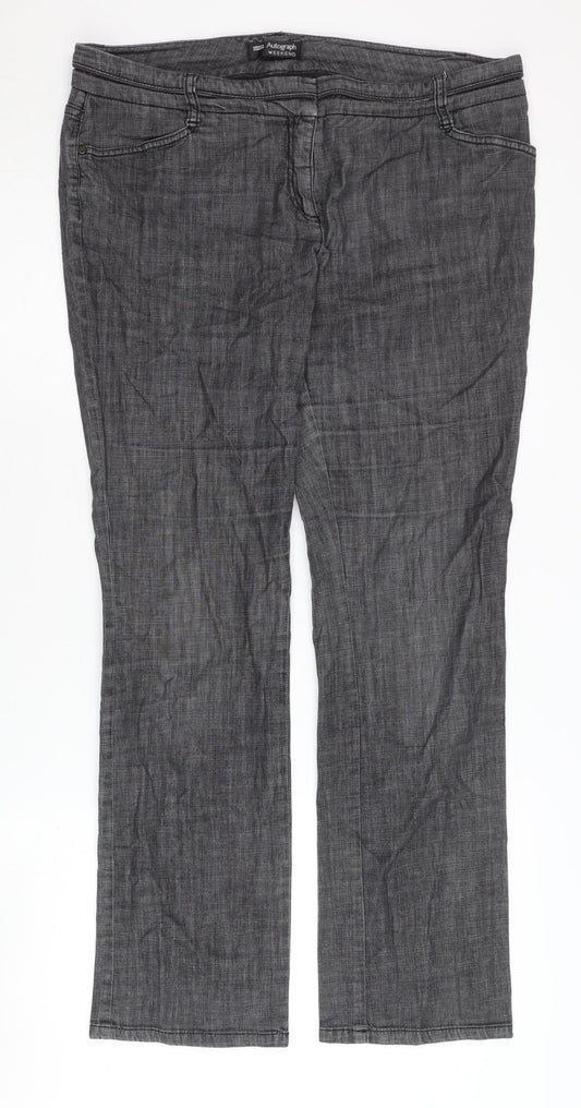 Womens UK Size 14 Marks and Spencer Regular Fit Casual Grey Trousers