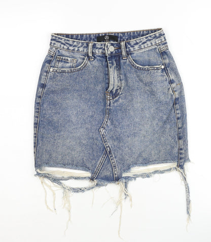 M Women's Blue Denim Mini Skirt, Size 6, Cotton