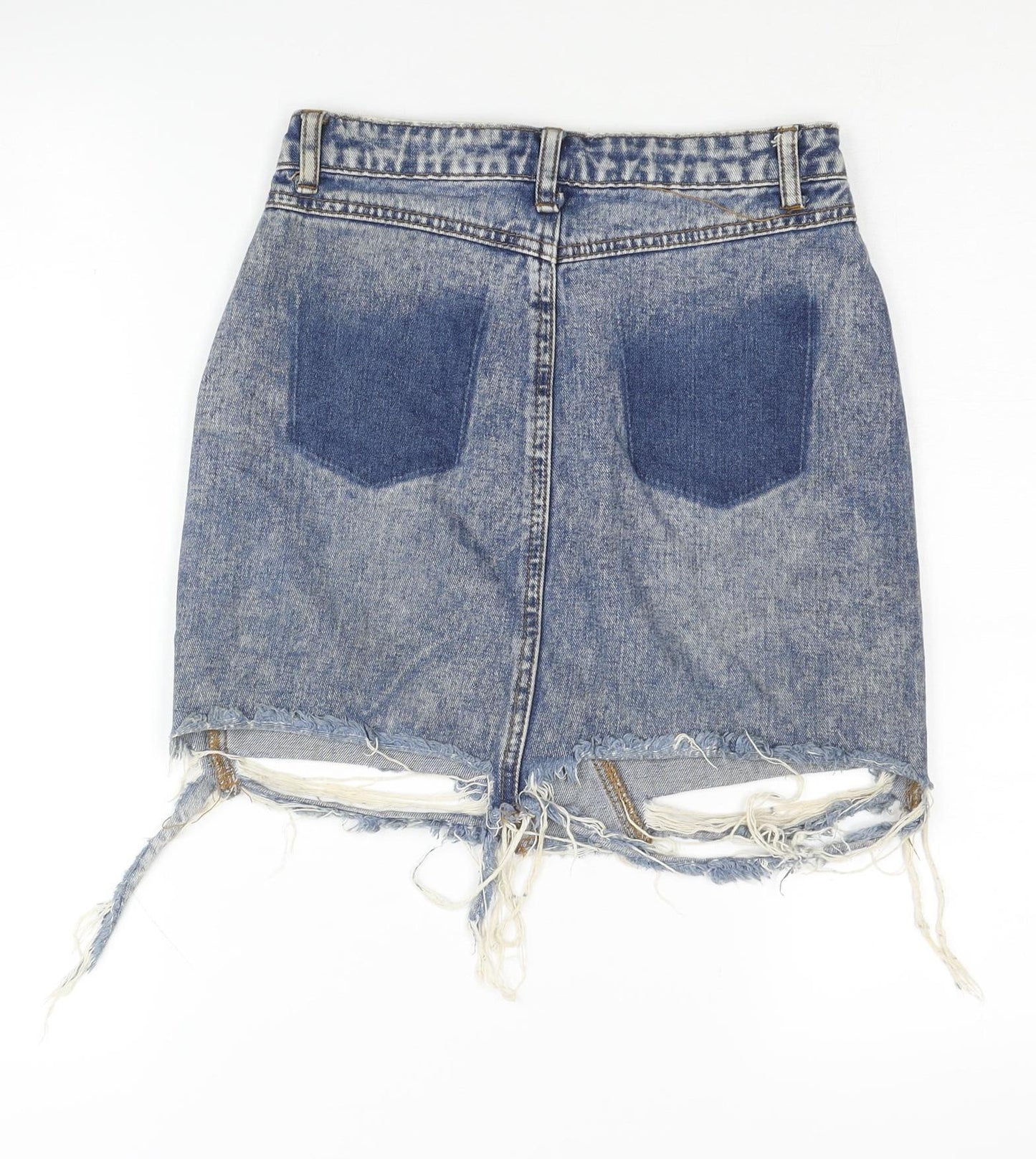 M Women's Blue Denim Mini Skirt, Size 6, Cotton