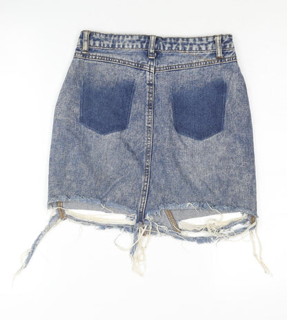 M Women's Blue Denim Mini Skirt, Size 6, Cotton