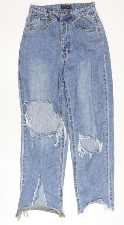 PrettyLittleThing Women's Blue Mom Jeans UK 8 Distressed