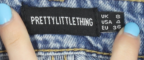 PrettyLittleThing Women's Blue Mom Jeans UK 8 Distressed
