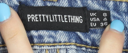 PrettyLittleThing Women's Blue Mom Jeans UK 8 Distressed