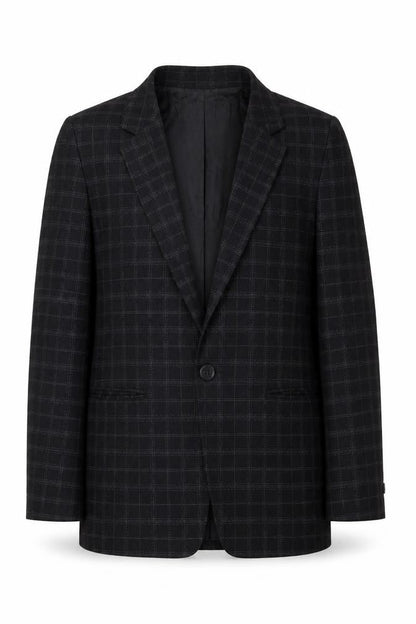 Front view of Pimkie Black Check Blazer unisex m formal jacket