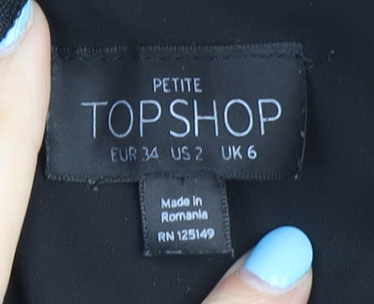 Topshop Petite Black Floral Jumpsuit, Size 6, Viscose