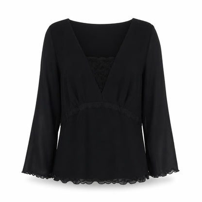 Next Women's Black Nylon V-Neck Blouse Size 10