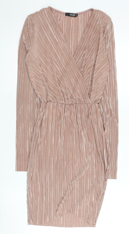 Quiz Women's Brown Wrap Dress Size 8 Party