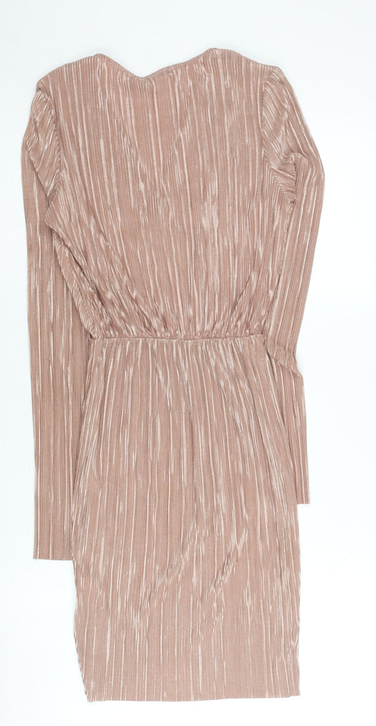 Quiz Women's Brown Wrap Dress Size 8 Party