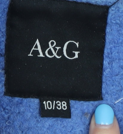 A&G Women's Blue Wool Coat Size 10 Hooded