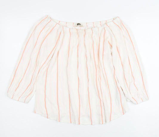 Miss Selfridge Women's White Striped Blouse UK 10