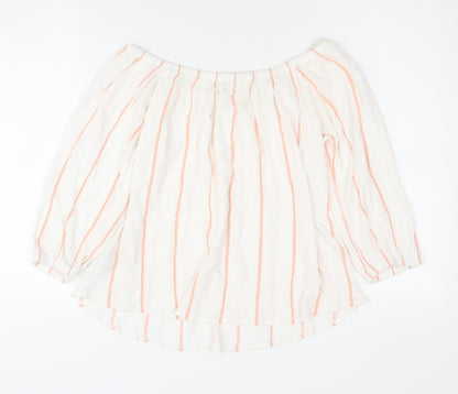 Miss Selfridge Women's White Striped Blouse UK 10