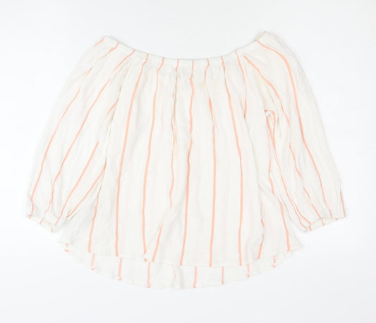 Miss Selfridge Women's White Striped Blouse UK 10