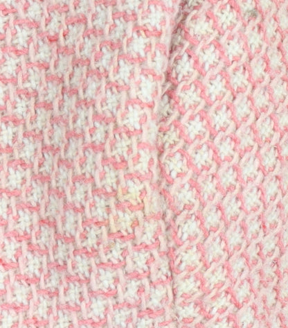 Next Pink Girls Pea Coat 3-4 Years Houndstooth Fur Trim