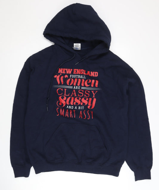 Gildan Women's Blue Pullover Hoodie, Size M, Graphic Print