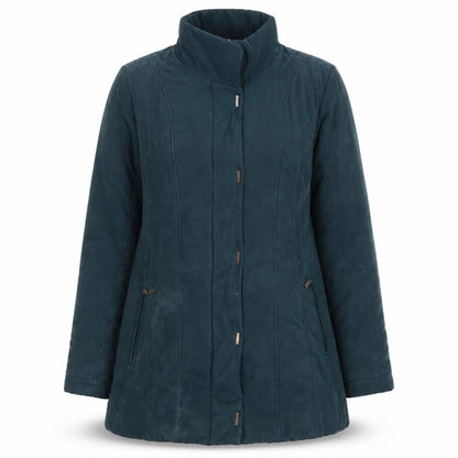Klass Blue Suede Women's L Coat with Zipped Pockets
