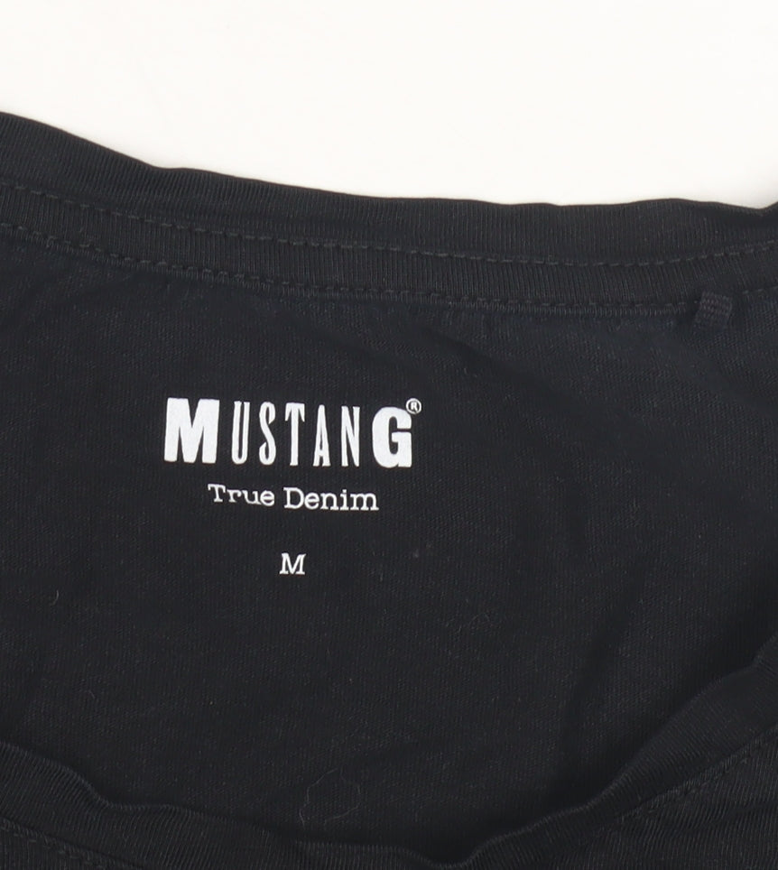Mustang Unisex Black Crew Neck T-Shirt Medium