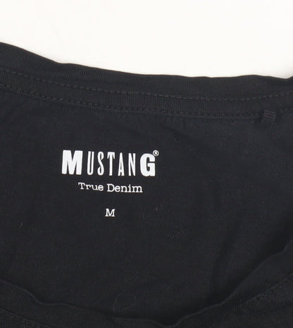 Mustang Unisex Black Crew Neck T-Shirt Medium