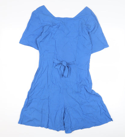 Pop Women's Blue Playsuit, Size 2, Belted Summer Casual