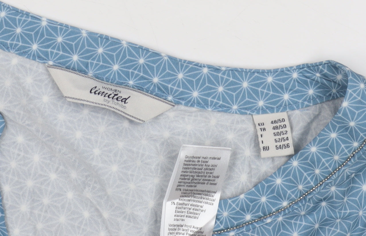 Limited by Tchibo Women's Blue Geometric Blouse Size 20