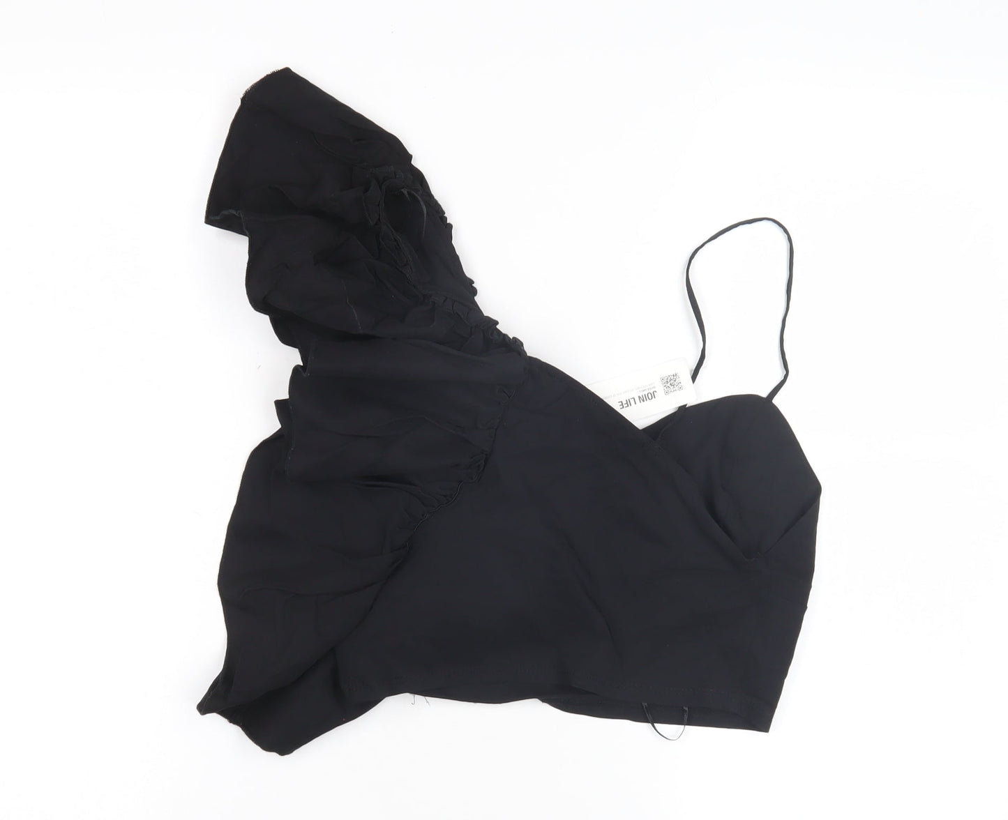 Womens UK Size M Zara Black Cropped Blouse