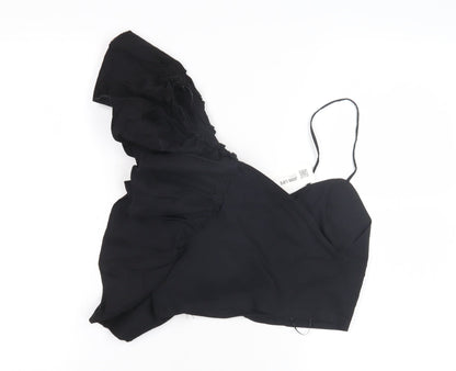 Womens UK Size M Zara Black Cropped Blouse