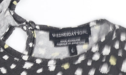 Wednesday's Girl Women's Black Dress - Size L, Short Sleeve