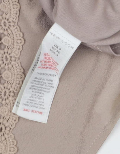 New Look Women's Beige Playsuit Lace Detail Size S