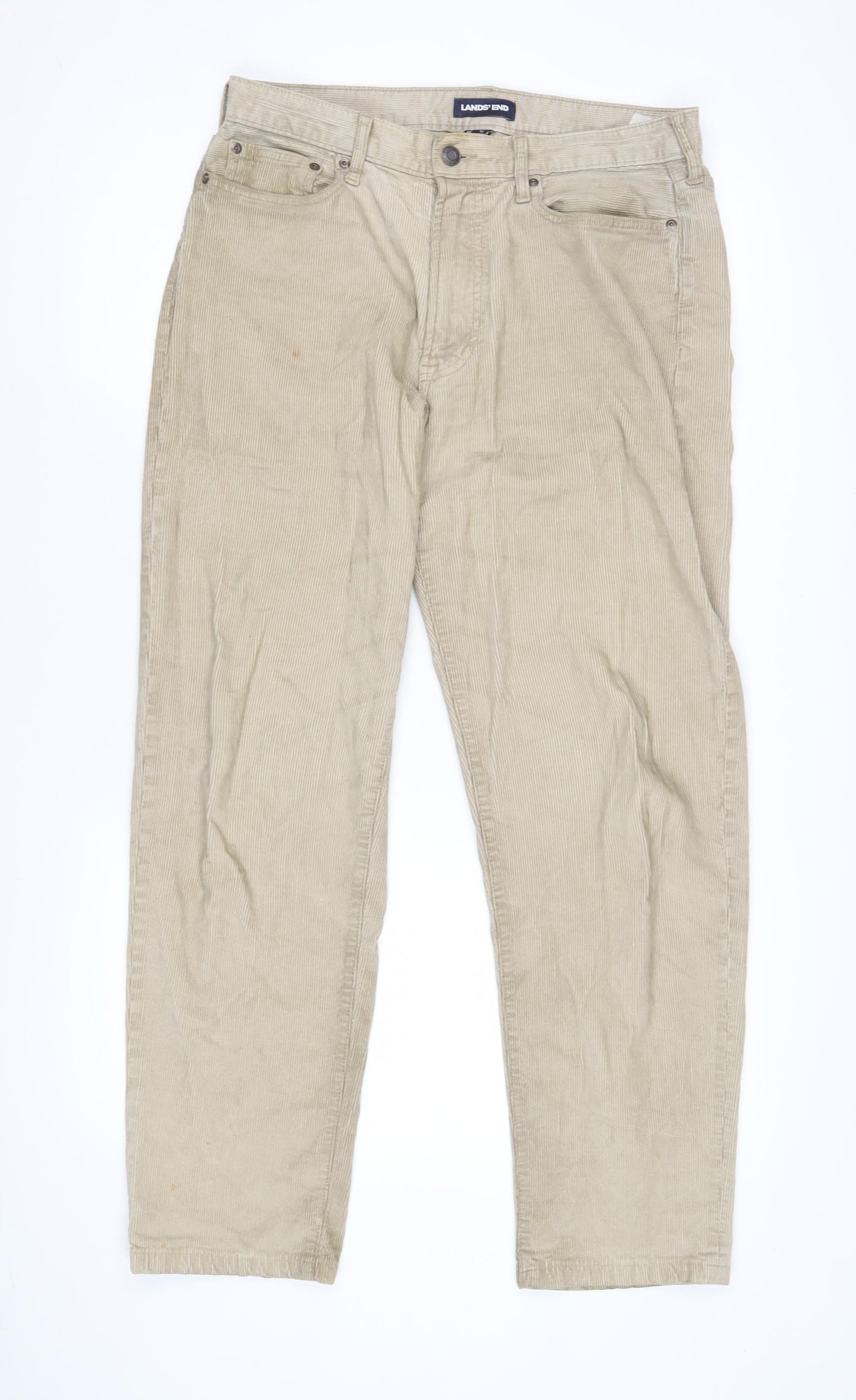 Lands' End Men’s Beige Corduroy Trousers Size 32