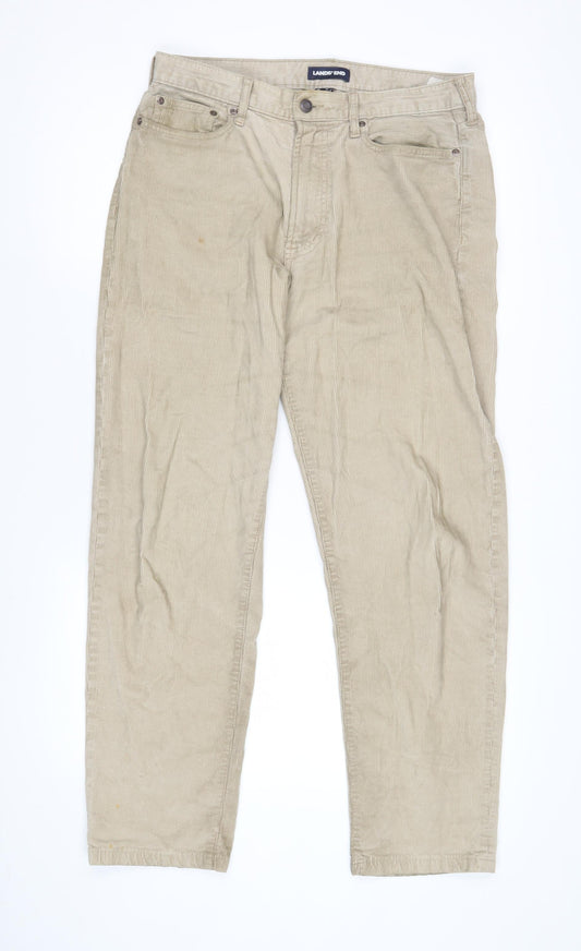 Lands' End Men’s Beige Corduroy Trousers Size 32