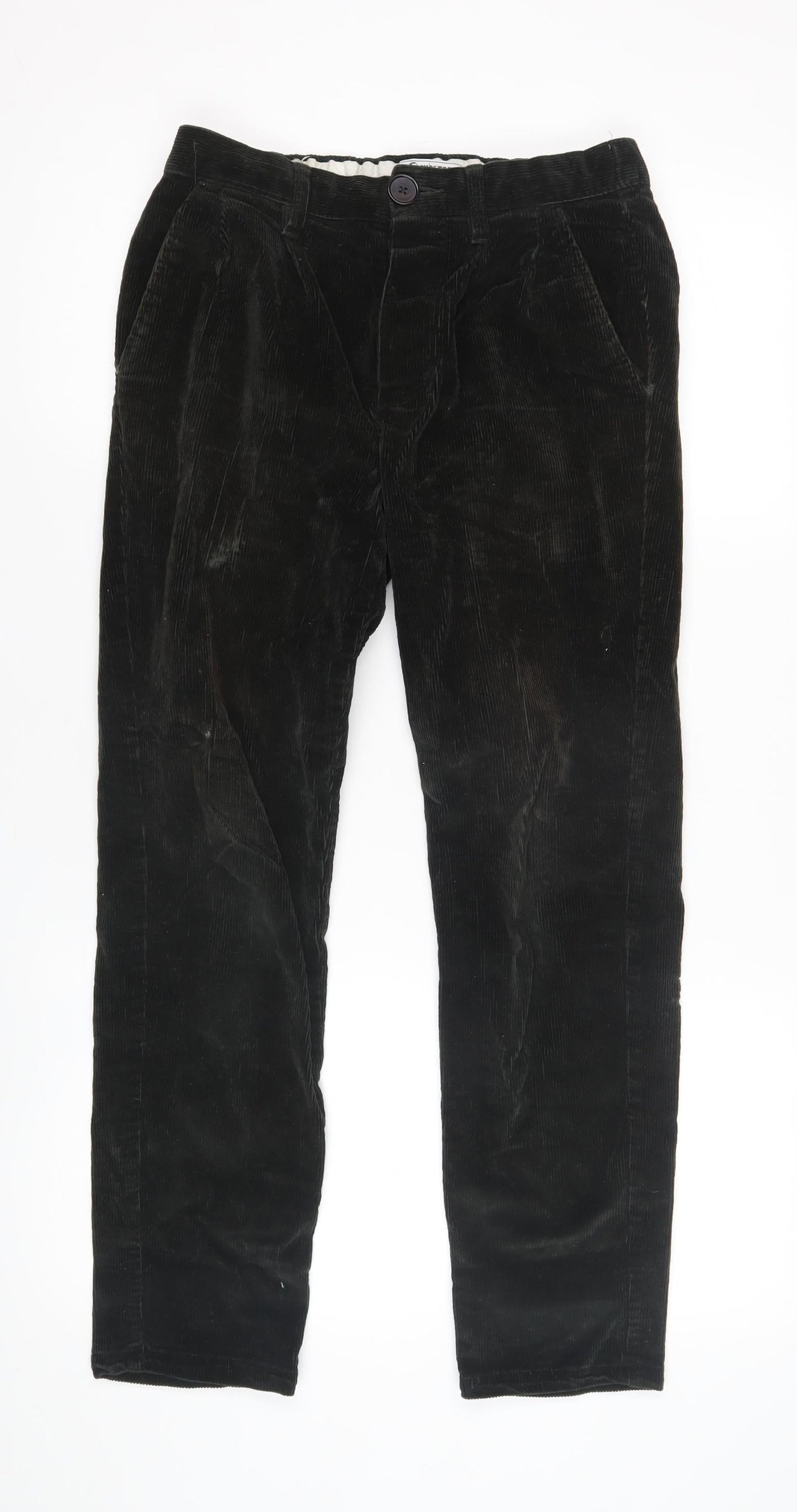 Ed Walters Boys Black Corduroy Trousers - Size S, Relaxed Fit