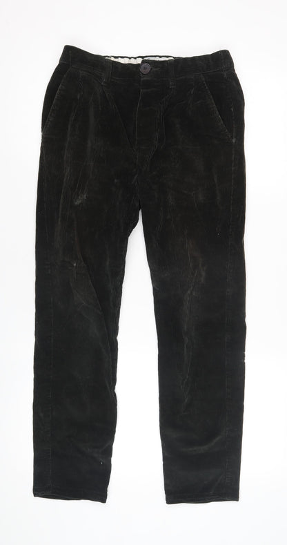 Ed Walters Boys Black Corduroy Trousers - Size S, Relaxed Fit
