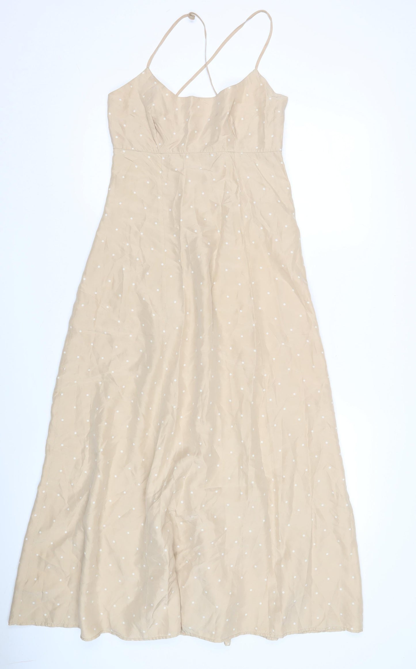 Oasis Women's Beige Polka Dot Dress, Size 10