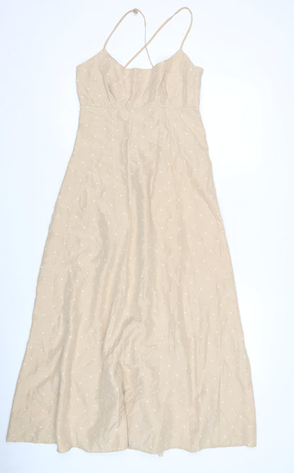 Oasis Women's Beige Polka Dot Dress, Size 10