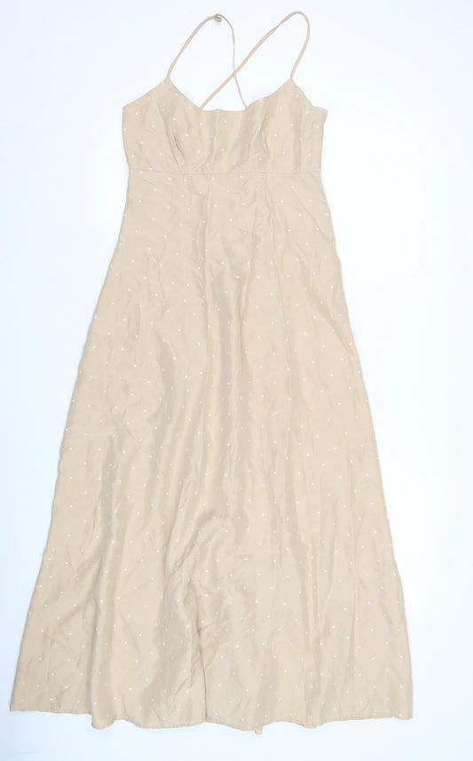 Oasis Women's Beige Polka Dot Dress, Size 10